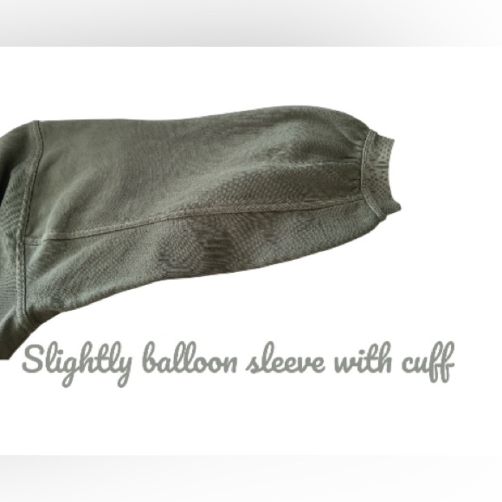 XL Aerie Oversized Sage Green  Distressed Sweatshirt with Balloon Sleeves, NWT - Picture 15 of 17